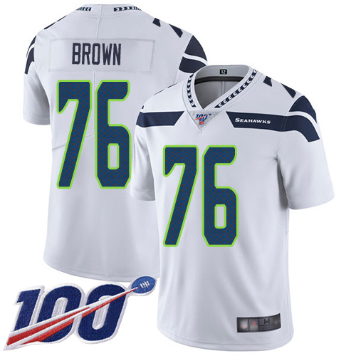 Seattle Seahawks Limited White Men Duane Brown Road Jersey NFL Football 76 100th Season Vapor Untouchable